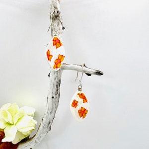Handmade Polymer clay earrings/ flower earrings/ fall season/ sterling silver hoops/reversible earrings