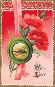 Carnation Flower Greeting Card With Love early 1900's