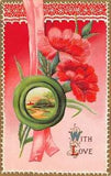 Carnation Flower Greeting Card With Love early 1900's