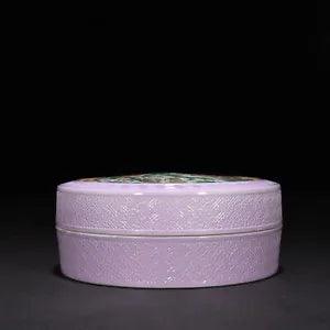 5.5" Chinese Porcelain Qing dynasty qianlong mark famille rose peony flower Box