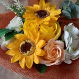 Soap flowers bouquet soap sunflowers different color roses hydrangeas bathroom decor vintage bright flowers beautiful bouquet beautiful gift
