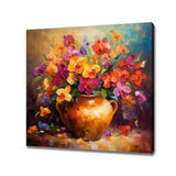 Vase Full of Orchids Art Print | Colourful Floral Canvas Picture | Impressionist Painting Wall Hanging | High Quality Botanical Wall Art