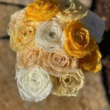 Assorted Yellow Lace Roses with Stems, Lace  Bouquet, Lace Flowers, Lace Roses, 13th Wedding Anniversary Gift, Lace Gift for Her, Thirteenth