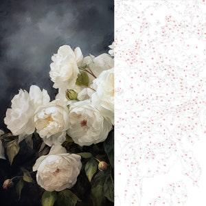 White roses | flower bouquet | paint by number | PBN | color by number | paint by number Kit | acrylic kit painting | home decor | fine art