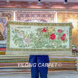 2'x4' Peony Flower Tapestry Handmade Silk Carpet Art Collection Rug 076H