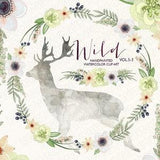 Watercolor flowers, deer antlers, green bouquet, anemones, tribal boho art, wedding suite clip art watercolour branding. 242GB VOL.5¡§C3