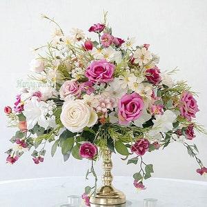 Rustic summer Wedding Bridal Bouquet Hot Pink Rose Faux Floral Ball wedding centrepieces, ivory daisy Flower Ball,Floral Centerpiece Party