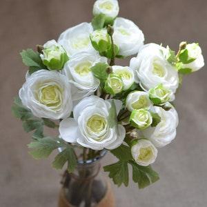 Cream White Ranunculus, Real Touch Silk Ranunculus DIY Wedding Flowers Silk Bridal Bouquets Wedding Centerpieces