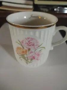 Original Czechoslovakia Bohemia Flower of the Month January Carnation Porcelain