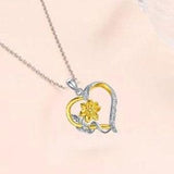 Sunflower Two Tone Heart Pendant Necklace Cute Summer Holiday Vacation Flower Necklace Quirky Style