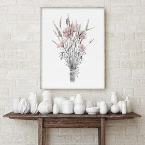 Lavender PRINT Minimalist Watercolor Flower Abstract Modern Room Floral Wall Art Nature Farmhouse  Gray Rose Gold Pink Flox Flowers Prints
