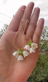 White Lily Of The Valley Earrings Dangle, Gold Hook