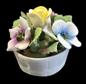 Coalport bone china flowers basket posy ornament rose carnation vintage