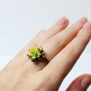 Red Green Plant Ring Adjustable - Red Succulent Ring for Sister Gift Green Jewelry - Statement Ring Mini Succulent Ring Sale Gift for Friend
