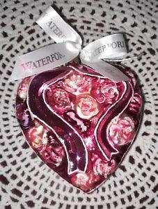 Vintage Waterford Heirlooms Christmas Ornament, Heirloom Heart w/Carnations