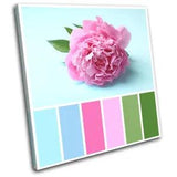 Peony Rose Pink Flower Leaves Floral SINGLE CANVAS WALL ART Picture Print