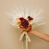 Burgundy Rust fall bridal bouquet/ Boho bouquet/Greenery Dried Flowers/Bridesmaid Bouquet/Autumn Rustic bouquet/Bridal flowers/