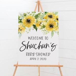 Sunflower Baby Shower Welcome Poster - Yellow Baby Shower Decor - Summer Baby Shower Decorations - Printable Welcome Sign - Sunflower Party