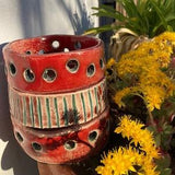 Handmade ceramic vase holder with holes, ideal for orchids, vase for plants, planter, home decor, cache-pot, decomposed vase