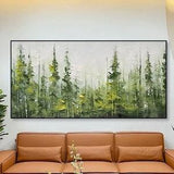 Large Green Forest Painting on Canvas Texture Wall Art Wabi Sabi Wall Art Large Colorado Fir Tree Painting Spring Decor Fashion Wall Art