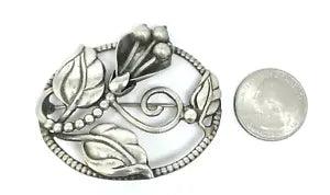 ?Art Nouveau Sterling Silver Large CALLA LILY Brooch Pin