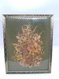 Vintage framed Dried Floral arrangement Artwork 10" by 8"
