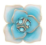 Rose Gold Blue Rhinestone Lily Enamel Flower 12mm Charm For Ginger Snaps Jewelry