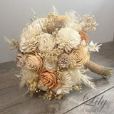 Wedding Bouquet, Bridal Bouquet, Sola Flower, Wedding Flower, Wooden Flower, Peach, Orange, pampas, Corsage, Rustic, Boho, Lily of Angeles