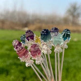 Natural Fluorite Rose,Crystal Ornament,Hand Carved,Rose Pendants,Quartz Carving,Crystal Collection,Crystal Healing,Crystal gift