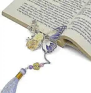 Butterfly Bookmark Gifts for Women-Carnation Flower Design with Purple Tassel