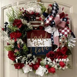 Land that I Love 4th July grapevine wreath by Taylormadecustombows 24"x21"x6"