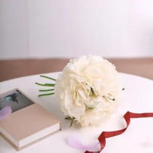 6 pcs 11" Cream Silk Artificial Peony Flowers Bouquets Wedding Party Decorations