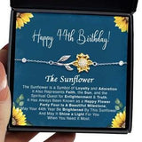 44th Birthday Gift Sunflower Bracelet Spiritual Gift For Her Women Daughter Granddaughter Niece Bestie - Sterling Silver Jewelry For Women