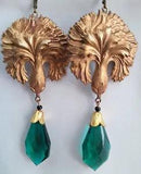 Vintage Czech Art Nouveau Carnation Revival Crystal glass Earrings