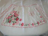 Cute Vtg Ameritex Half Apron Red & Pink Carnation Floral VGC