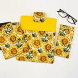 Sunflower Padded Book Sleeve. Kindle Case. Tablet Travel Case. Snap Closure Pockets. Bouquet Birthday Christmas Gift Set Yellow Extra Custom