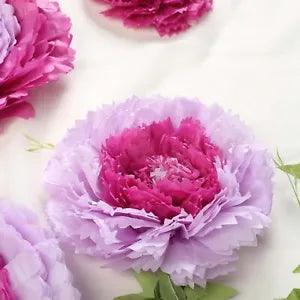 12 pack 12" 16" 20" Lavender Tissue Paper Carnation Flowers Home Backdrop