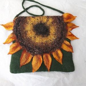 Handmade Wool felted handbag with sunflower Ukrainian Women's ethnic purse Designer bag Unique Mother's day gift Summer light-weighted purse