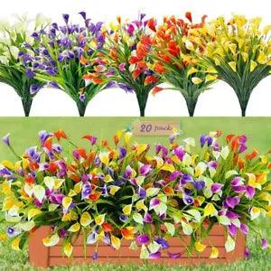 20 Bundles Artificial Fake Flowers for Outdoors Plastic Flowers Calla Lily,