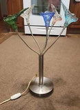 Beautiful Lily LED Table/Desk Lamp 5 Multicolor Glass Flower Flexible Stems 20"
