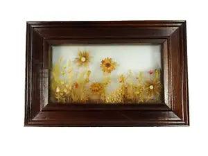 Vintage Pressed Dried Flowers in Thick Shadow Box Frame