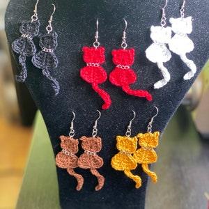 Cat, mushroom, sunflower, pride, beer earrings, rainbow, daisy earrings, crochet cat ears earrings, handmade jewelry, cat earrings