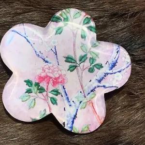 Resin Flower Shaped Brooch Pink Carnation Picture 6cm Gold Gift Bag New