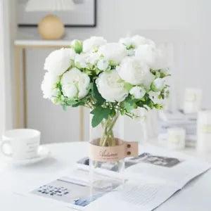Elegant White Roses Peony Bouquet  Wedding Decor Home D???cor Lifelike Foam Craft