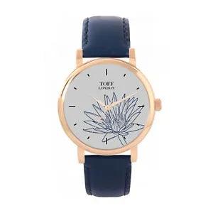 Toff London TLWS-17598 Ladies Blue Water Lilies Flower Watch