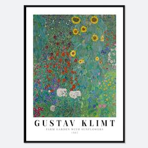 Gustav Klimt Farm Garden with Sunflowers 1907 Vintage Exhibition Poster Art Print | Gustav Klimt Print, Klimt Poster, Klimt Painting #GK01A