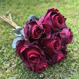 Artificial Ostrich Textilbl???ten Red Roses Flowers 7 Piece 38cm