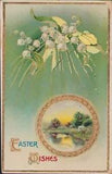 Easter Vintage Post Card 1914 Embossed Flowers Lily Gold Foil Posted Germany