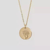 January Birth Month Flower Carnation Disc Coin Necklace Gold Plated Birthday N23