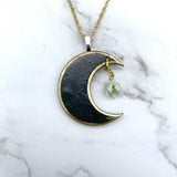 Lily of the Valley Black Moon NecklaceCottagecore Celestial Crescent jewelry